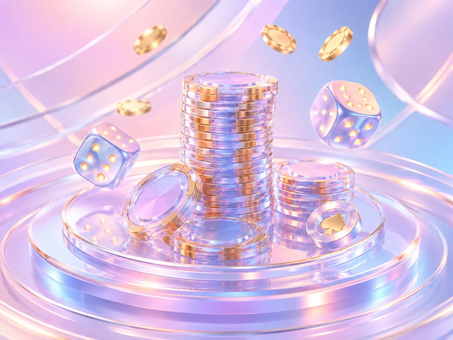 Pastel Casino Dreamscape With Floating Elements